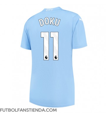 Manchester City Jeremy Doku #11 Primera Equipación Mujer 2023-24 Manga Corta